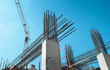 Steel frames of a building under construction